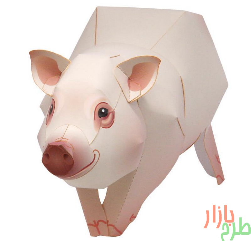الگوی برش مجسمه کاغذی خوک مینیاتوری