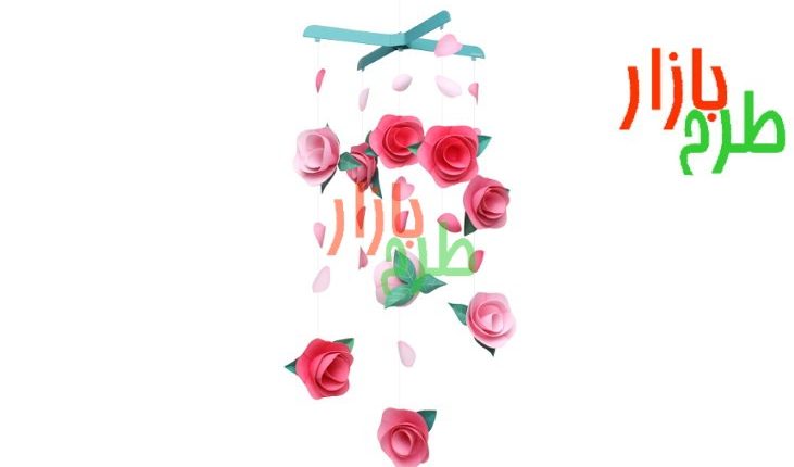 الگوی برش و آموزش ساخت آویز گل رز کاغذی