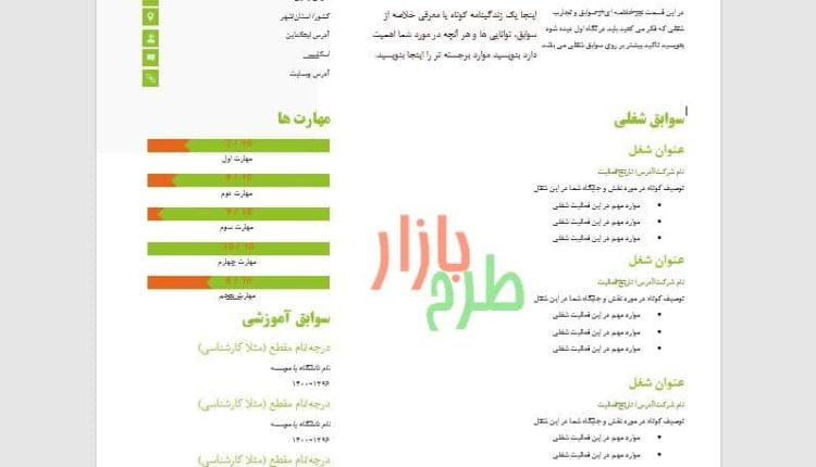 فرمت فایل ورد رزومه شخصی با تم ملایم