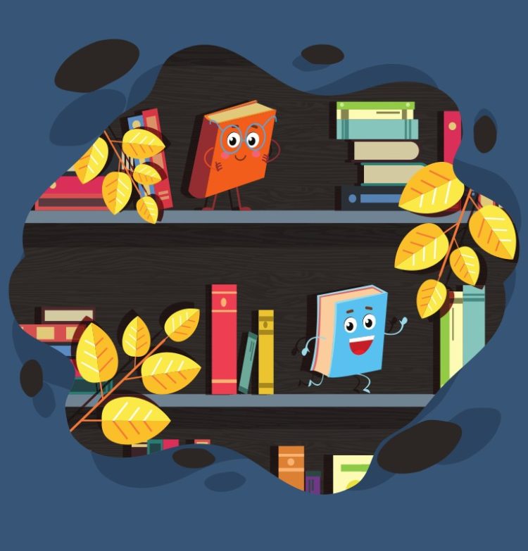 وکتور پس زمینه کتابخانه کارتونی