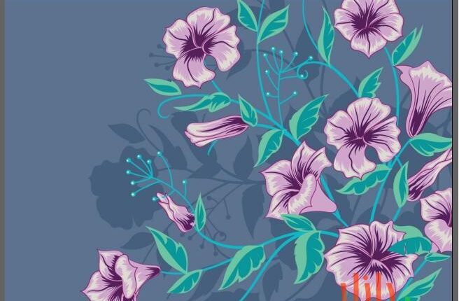 وکتور پس زمینه برگ و گل‌ها ۶