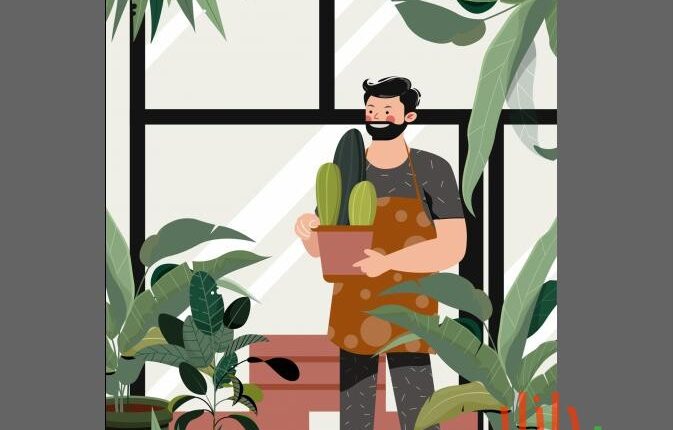 طرح وکتور باغبانی گل‌ها