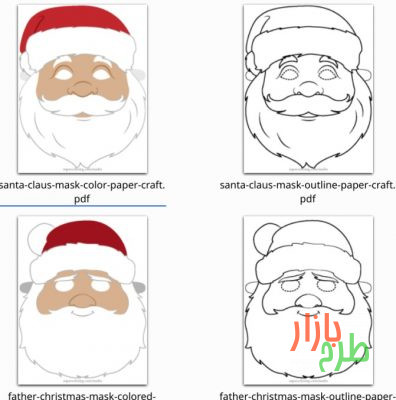 الگوی برش ماسک کاغذی صورت بابانوئل