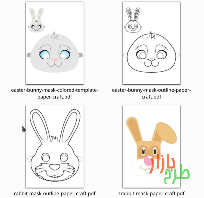 سری ۷ الگوی ماسک کاغذی خرگوش