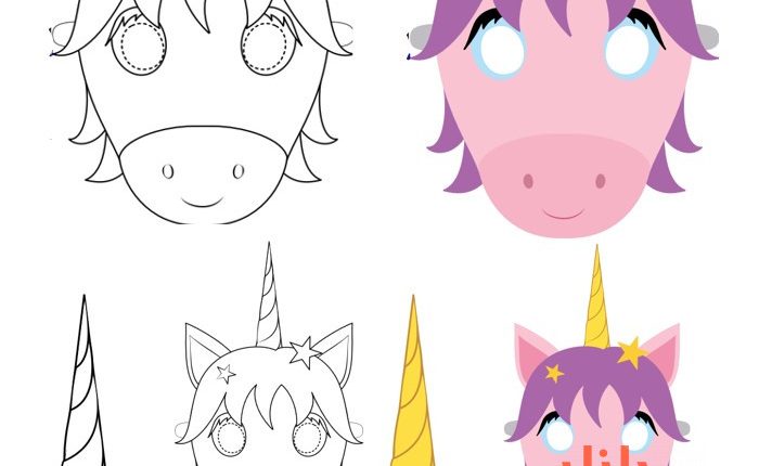 الگوی ماسک صورت سری اسب تک شاخ (Unicorn)